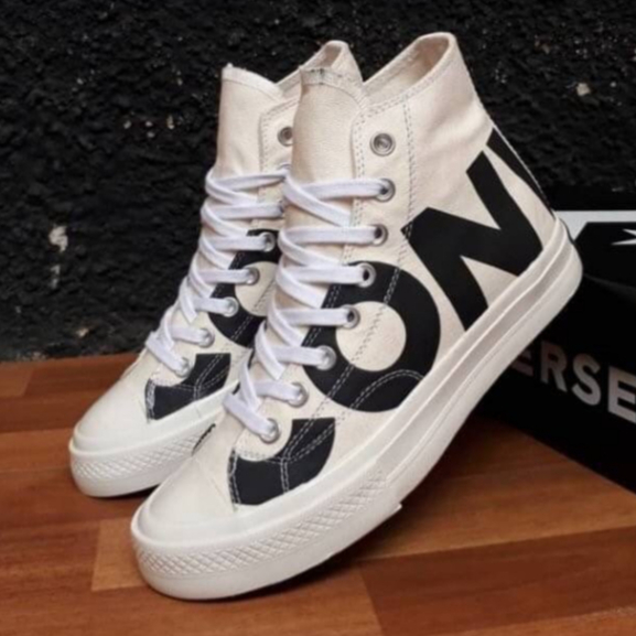 SEPATU CONVERSE 70S HIGH MOTIF LOGO OFF WHITE SUPER PREMIUM BNIB SEPATU KASUAL PRIA DAN WANITA TERLA