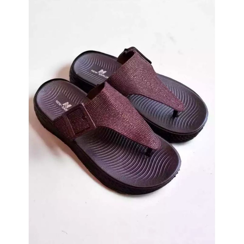 sandal wedges Glitter jelly jepit wanita