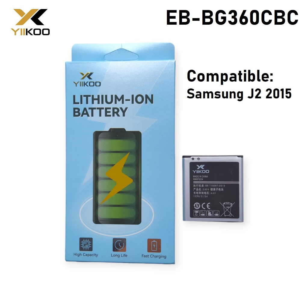 YIIKOO Baterai Samsung Galaxy J2 2015 J200 EB-BG360CBE EB-BG360CBC SM-J200G SM-J200F Batre Batrai Ba