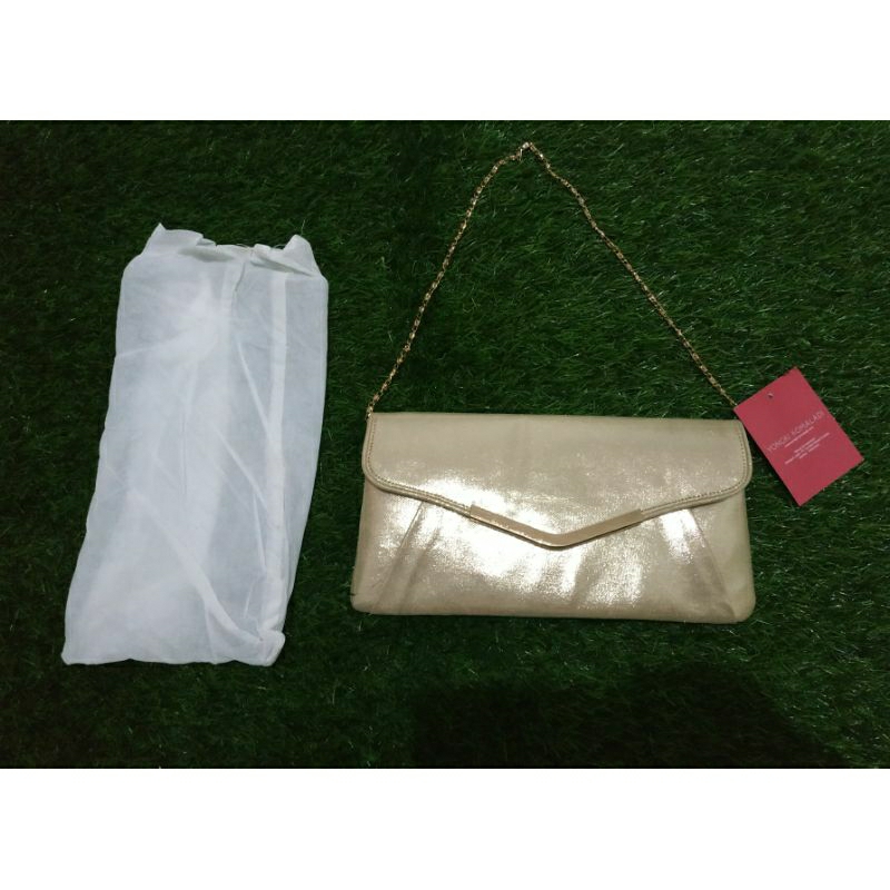 Preloved Tas Slempang/ Tas pesta Gold Yongki Komaladi