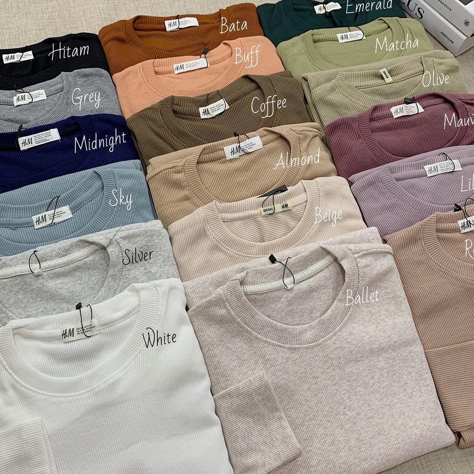 Super Bahan  Kaos Rib premium lengan panjang  Kaos polos lengan panjang rib premium  Kaos Rib Premiu