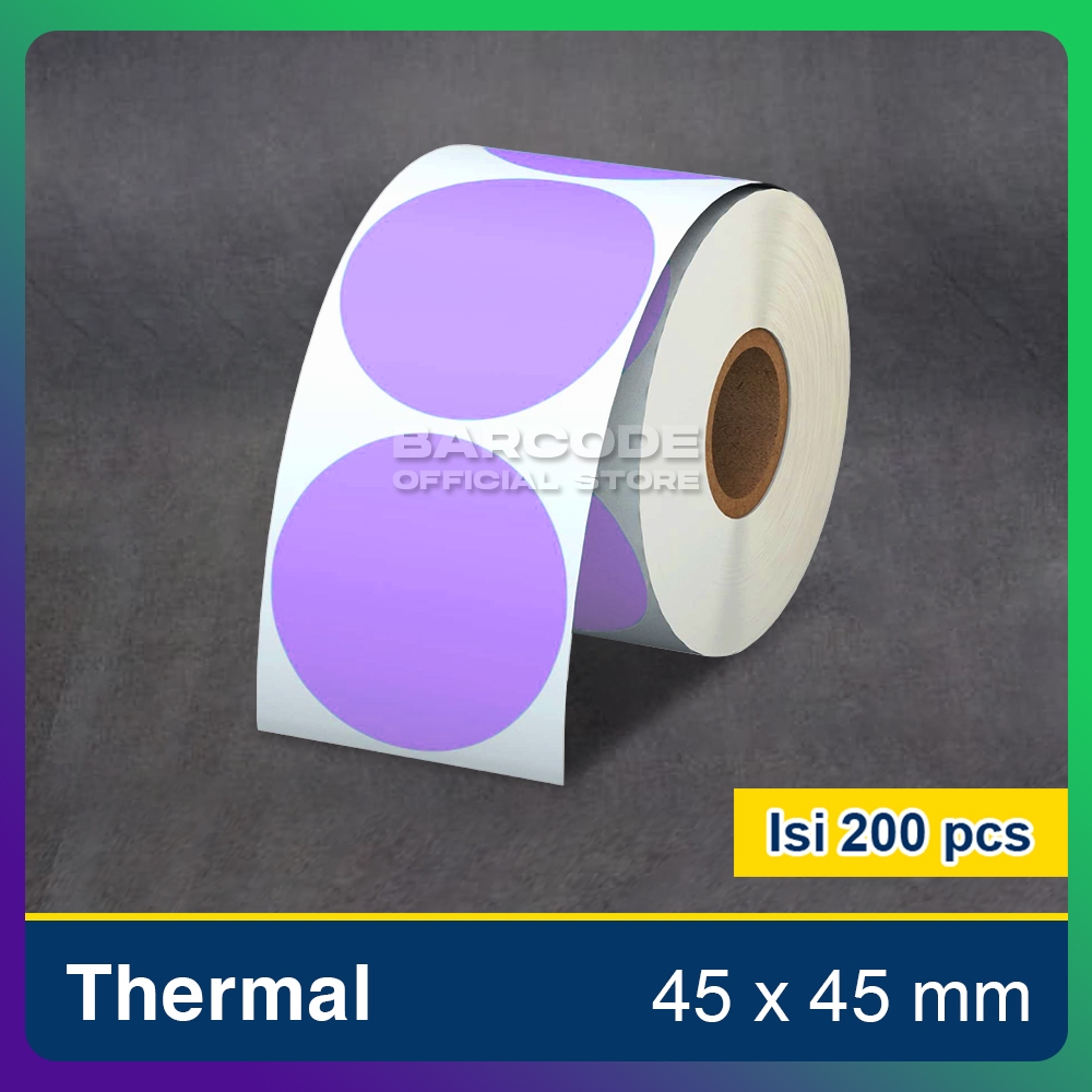 

Sticker Thermal 45mm x 45mm / 45x45 mm Label Bulat Purple Ungu Isi 200 Pcs