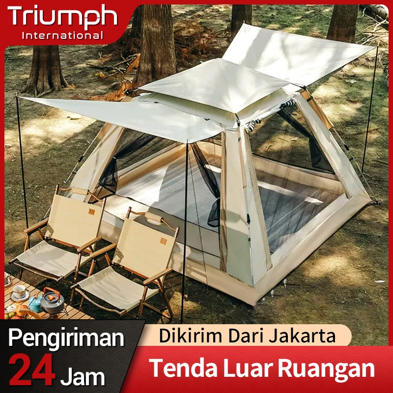 Tenda Camping 4-6 Orang Portable Waterproof Camping Tent Ruang Besar  UV Protect  Ventilasi Tenda 6-