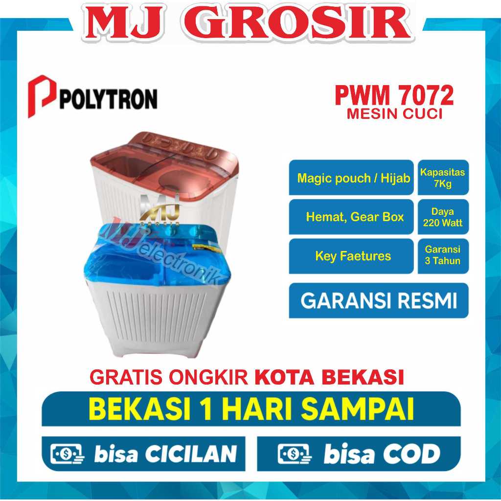 MESIN CUCI POLYTRON PWM 7072 7KG 2 TABUNG PWM7072 7 KG