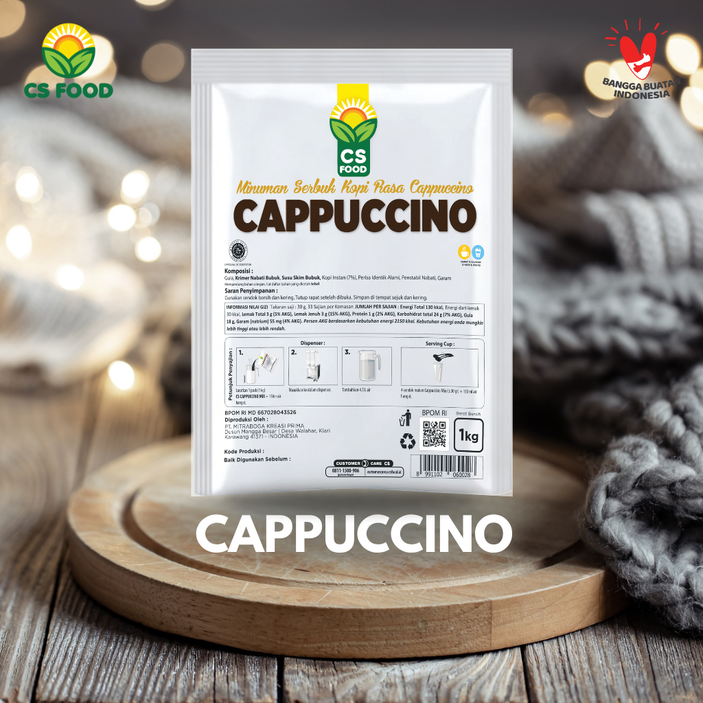 

Bubuk Minuman Kopi Cappuccino Powder 100% Gula Asli 1 kg - CS FOOD