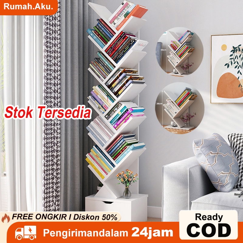 Rak buku Rak buku lapis Rak buku gantung lantai hias dekorasi Rak buku minimalis Rak buku penyimpana