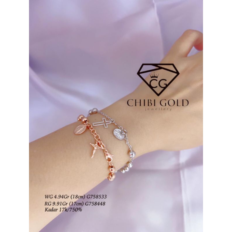 CHIBIGOLD - gelang tangan rosario emas asli 750 % 17k G758533