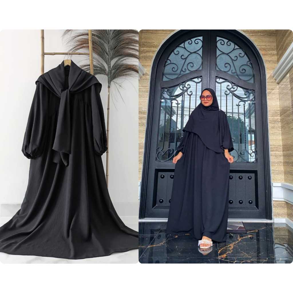 LUNA SET SYARI PASMINA OVAL / Gamis syari bahan crinkle premium