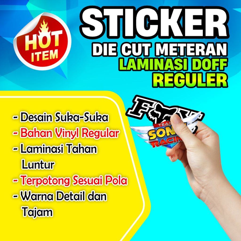STICKER DIECUT REGULLER METERAN LAMINASI DOFF