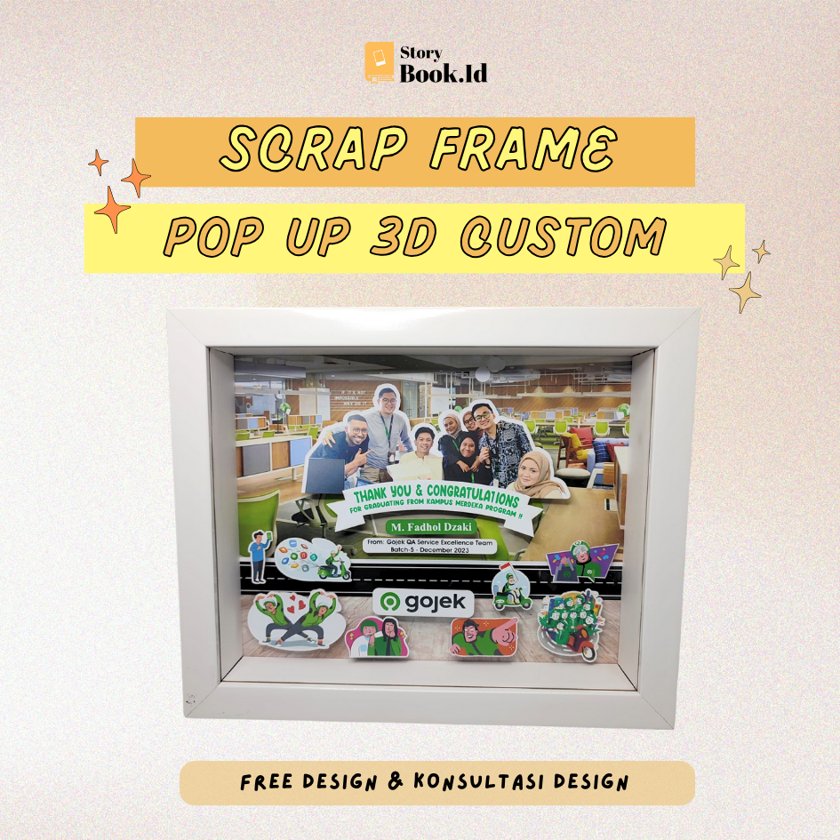 (1 HARI JADI + FREE DESAIN) Scrap Frame Pop Up 3D Custom/ Pop Up 3D Unik/ Kado Perpisahan/ Kenang-ke