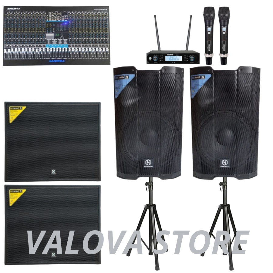 Paket 26 soundsystem HARDWELL DSR 15 PRO + Legendmix 24 + IRX118 PRO