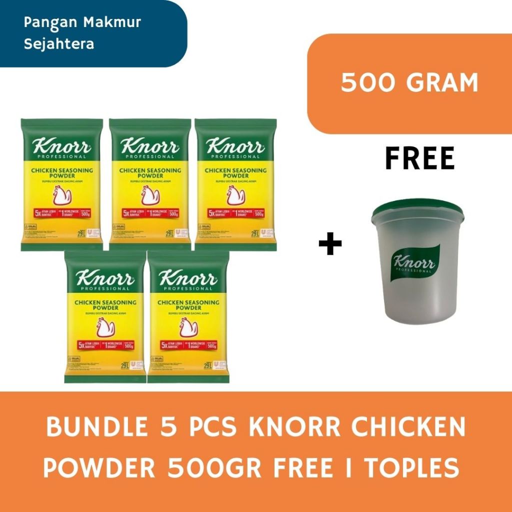 

BUNDLE 5 PCS KNORR - BUMBU PENYEDAP RASA KALDU AYAM / CHICKEN SEASONING POWDER 500Gr FREE TOPLES