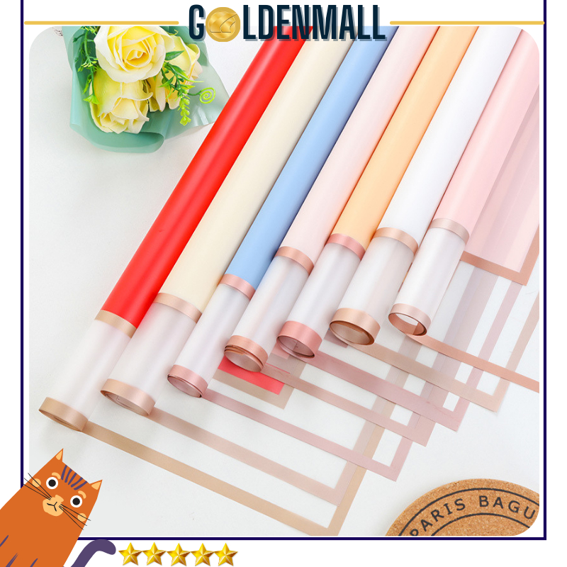 

20 LEMBAR Kertas Buket Double Frame Gold Cellophane Flower Wrapping 6132