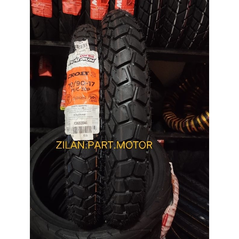 BAN TUBELESS CORSA CROSS S RING 17 ( 70/90.17 ) FREE PENTIL. 100% ORIGINAL