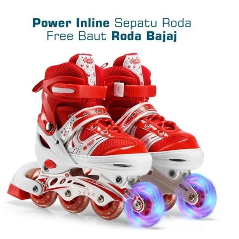 [COD] Sepatu Roda + Dekker | Anak dan Dewasa Inline Skate Full Karet PVC Nyala Roller Skate
