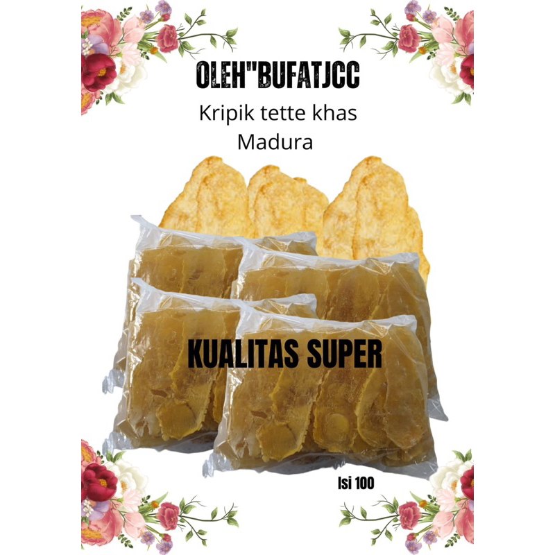 

KRIPIK TETTE ,KUALITAS SUPER (100 pcs) Krupuk,Kripik singkong, Opak tela, kripik kepeng, kripik khas Madura