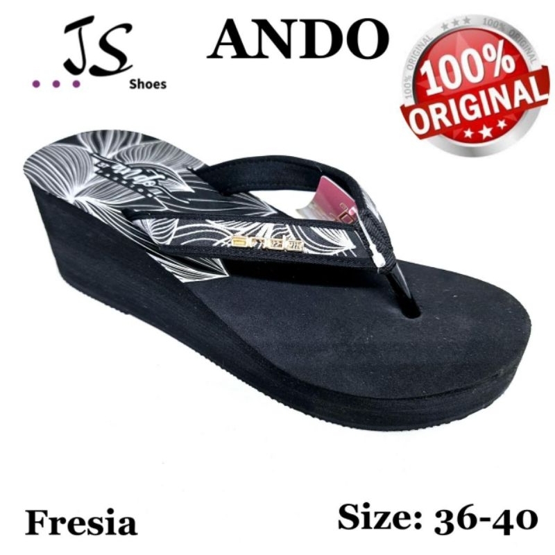 ANDO FRESIA - SANDAL JEPIT SPON WEDGES WANITA DEWASA MERK ANDO ORIGINAL