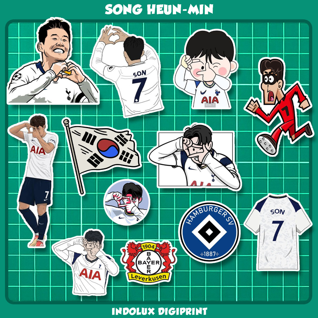 

Sticker Son Heung Min 12 Pcs Stiker Sepakbola Tootenham Hotspur Korea Anti Air Stiker Kpop Football