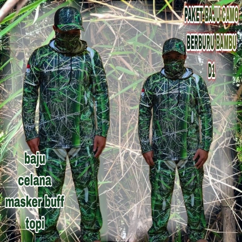 STELAN BAJU CAMO LENGKAP MOTIF BAMBU D1