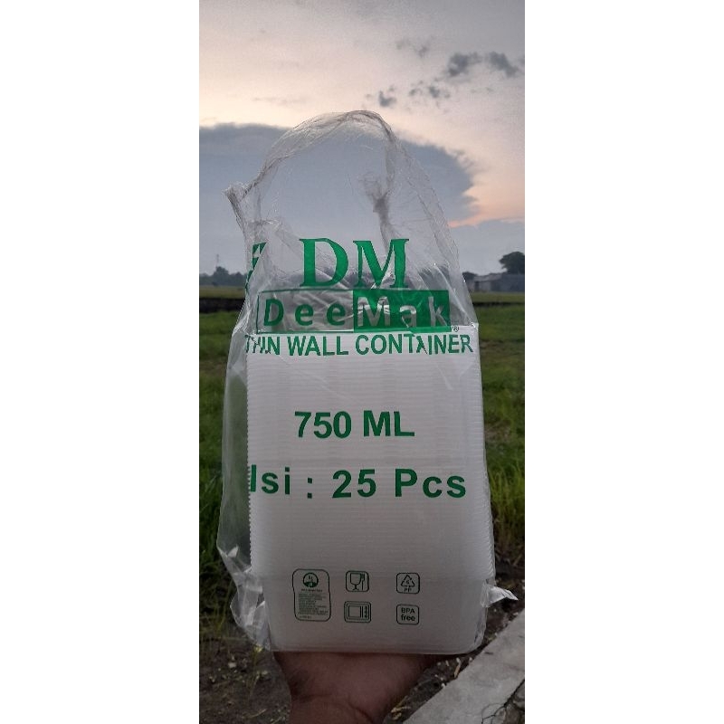 THINWALL KOTAK MAKANAN DM 750ML/750 ML ISI 25PCS