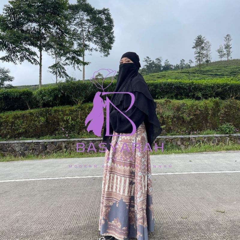 Basyarah Butik - Gamis Kombinasi Motif Maxmara - Gamis Alishba - Gamis Maxmara - Tren Gamis 2024 Ter