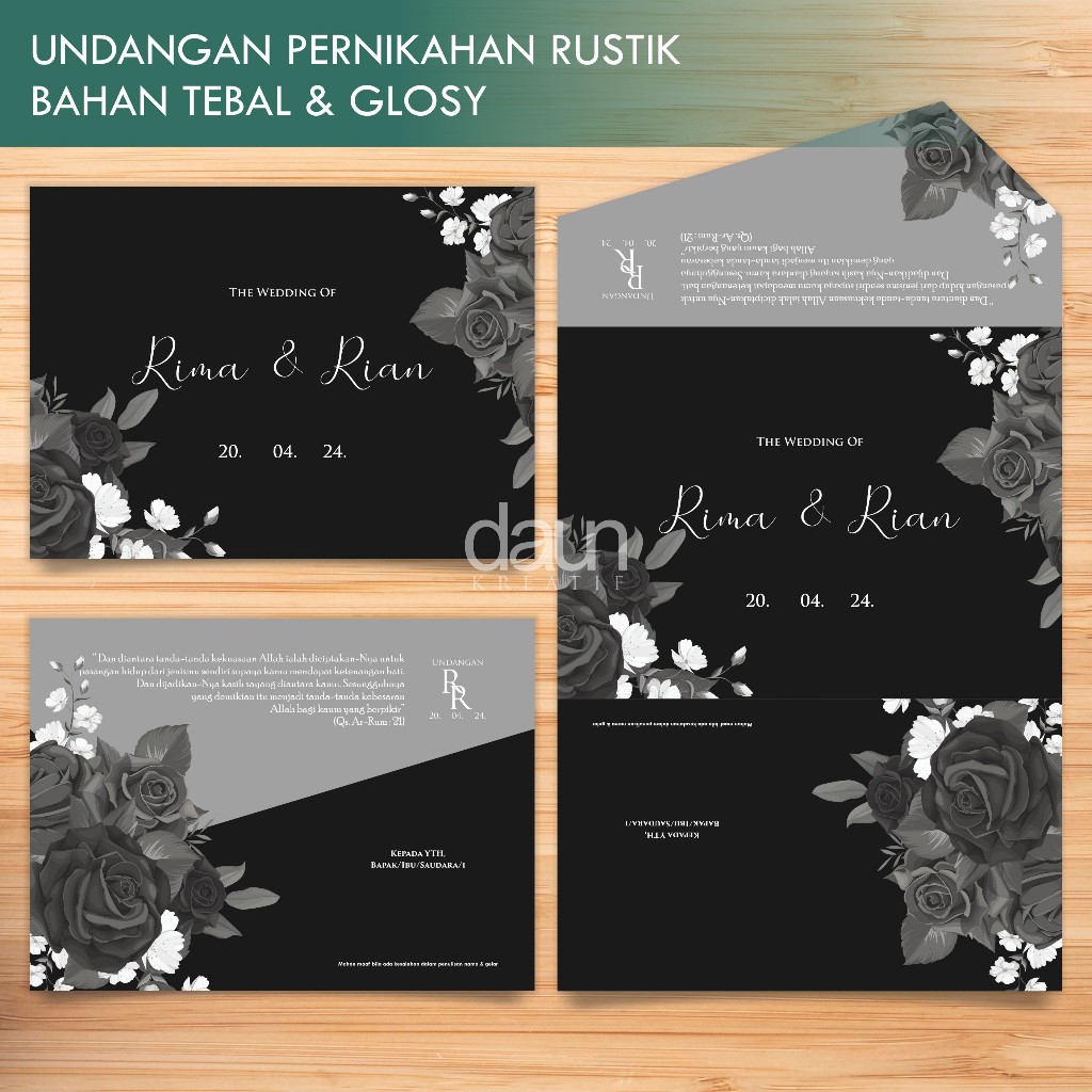 UNDANGAN PERNIKAHAN SEMI AMPLOP RUSTIK, BAHAN TEBAL DAN GLOSSY