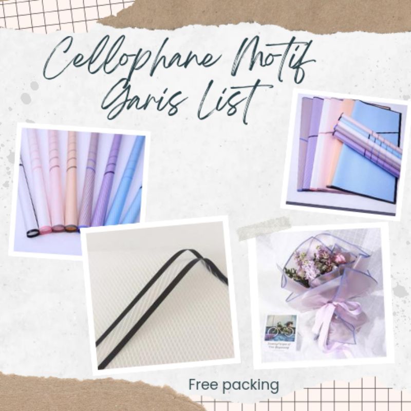 

cellophane waterproof motif garis kertas buket motif free packing korean waterproof list warna flower Wrapping paper per lembar line color