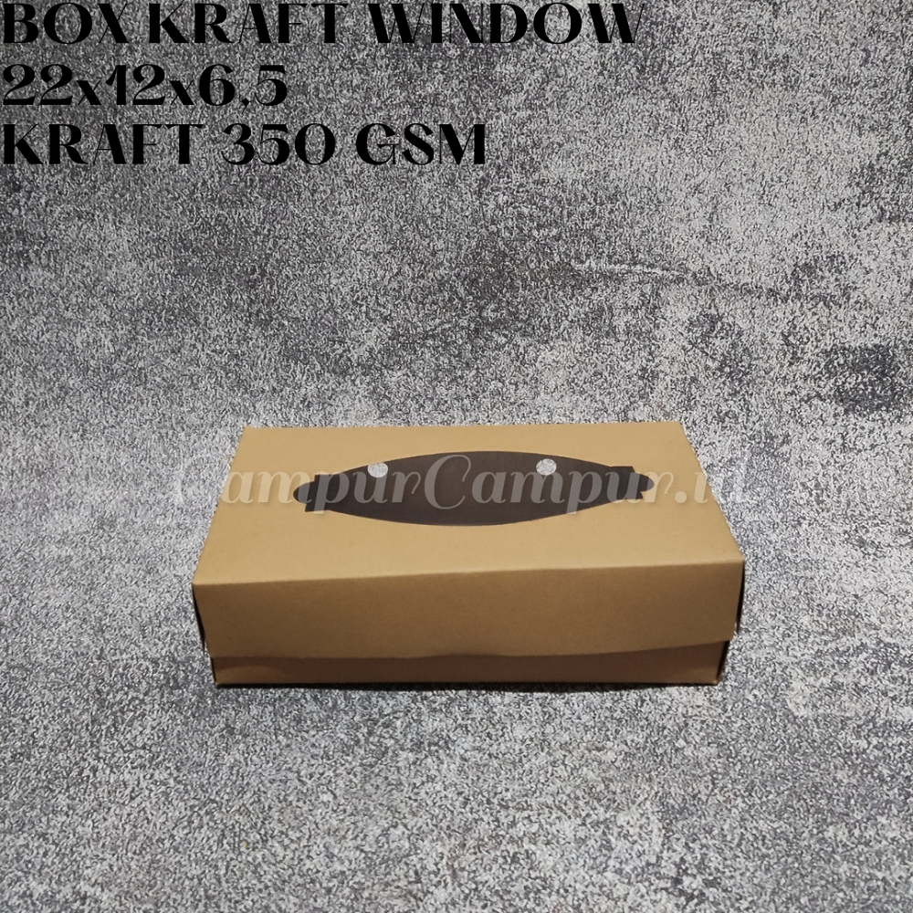 

Box Kraft Coklat Window Mika Donat 22x12x6.5 Cm Kotak Kue Bolu Donat Cake Roti