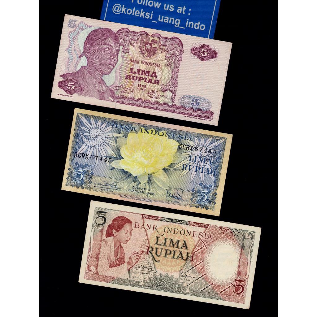 Uang Kuno 5 Rupiah Kertas Mahar NIkah Gress Mulus