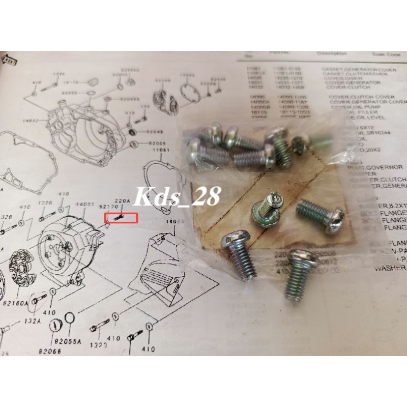 SCREW PAN CROS 6X12 SPUL MAGNET KAWASAKI NINJA R RR SATUAN