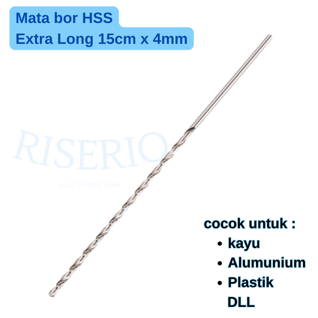 Mata bor HSS kayu besi plastik alumunium 4mm panjang 15 cm