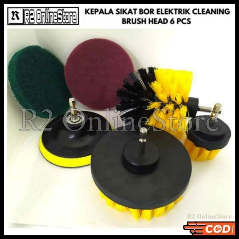 Kepala Sikat Bor Elektrik Cleaning Brush Head 6 PCS / Kepala Sikat Bor Listrik Polisher Vakum / Sika