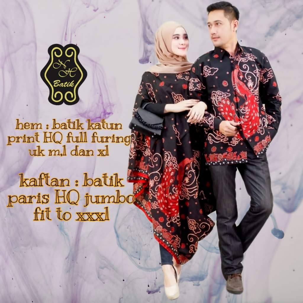 Set Couple Sarimbit Kondangan Kemeja Batik Kaftan Kekinian