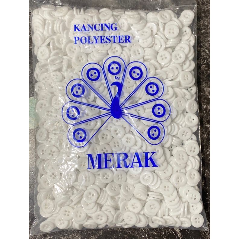 Grosir Kancing Merak kemeja lubang 4 warna putih susu dan bening merk Merak 18L 11mm isi 144pcs