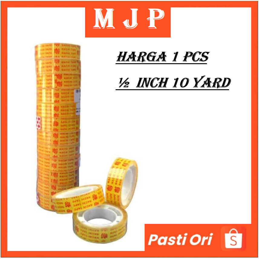 

Selotip Isolasi Nachi Selotip Bening Kecil Tipis 1/2 inch 10 yard dan 25 yard Plester Kecil by MJP Mart