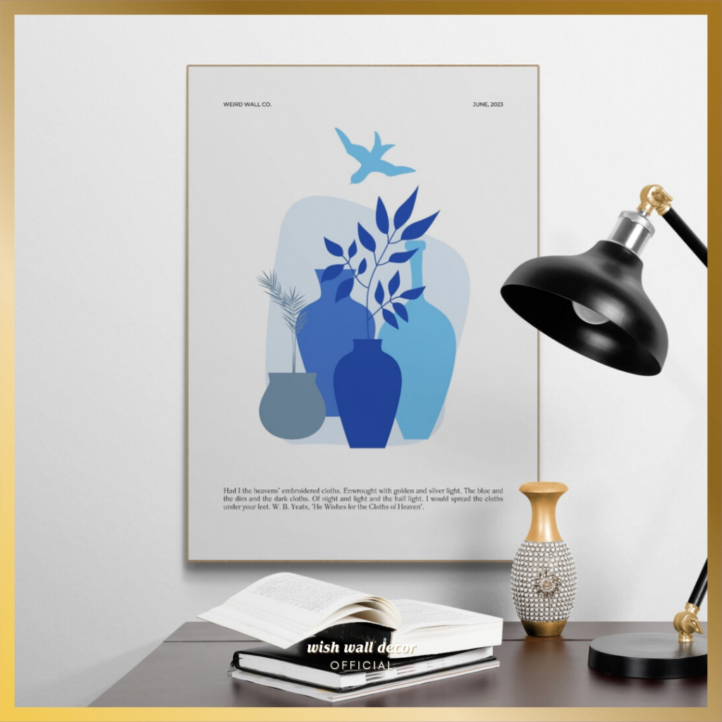 Wall Decor Abstract Biru Walldecor Biru Aesthetic 28x40 cm Pajangan Dinding Ruang Tamu Simple Modern