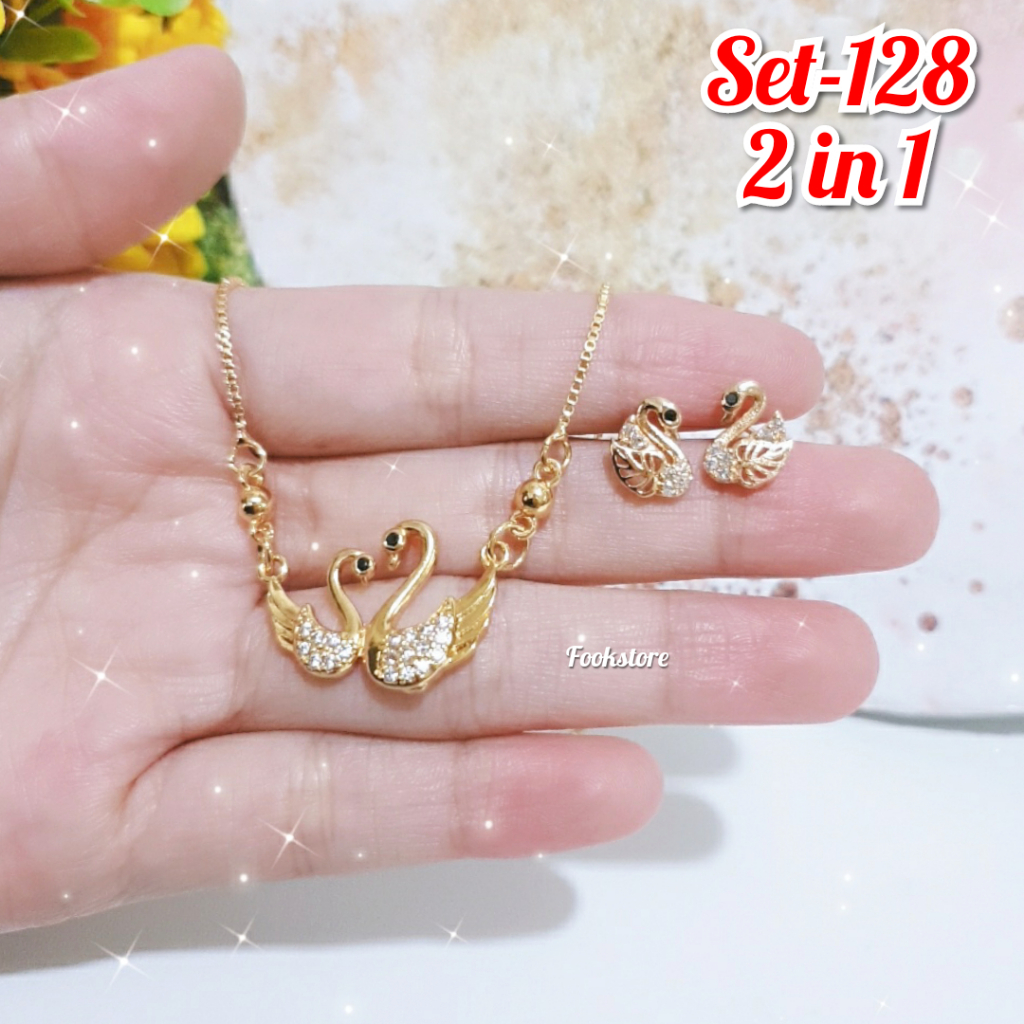 SET KALUNG & ANTING DEWASA MOTIF ANGSA/SET-128