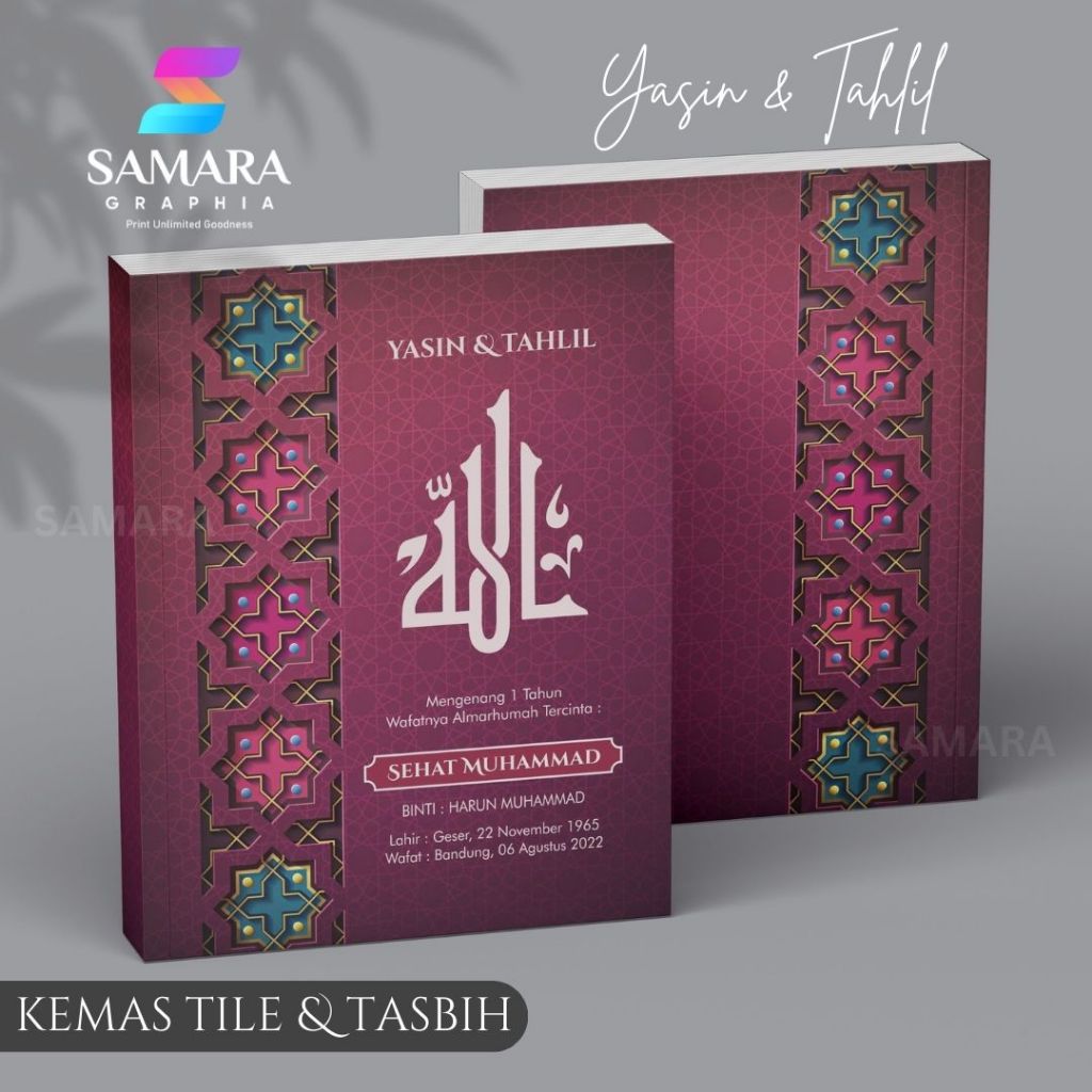 Cetak buku yasin dan tahlil custom lengkap foto almarhum 40 100 1000 harian daisy 6