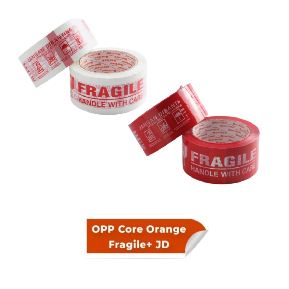 

Lakban Fragile Borneo Core Orange Fragile + Jangan Dibanting - Pcs