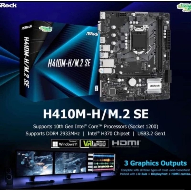 PAKET ASROCK H410 + PROCESSOR i5 10400F TRAY