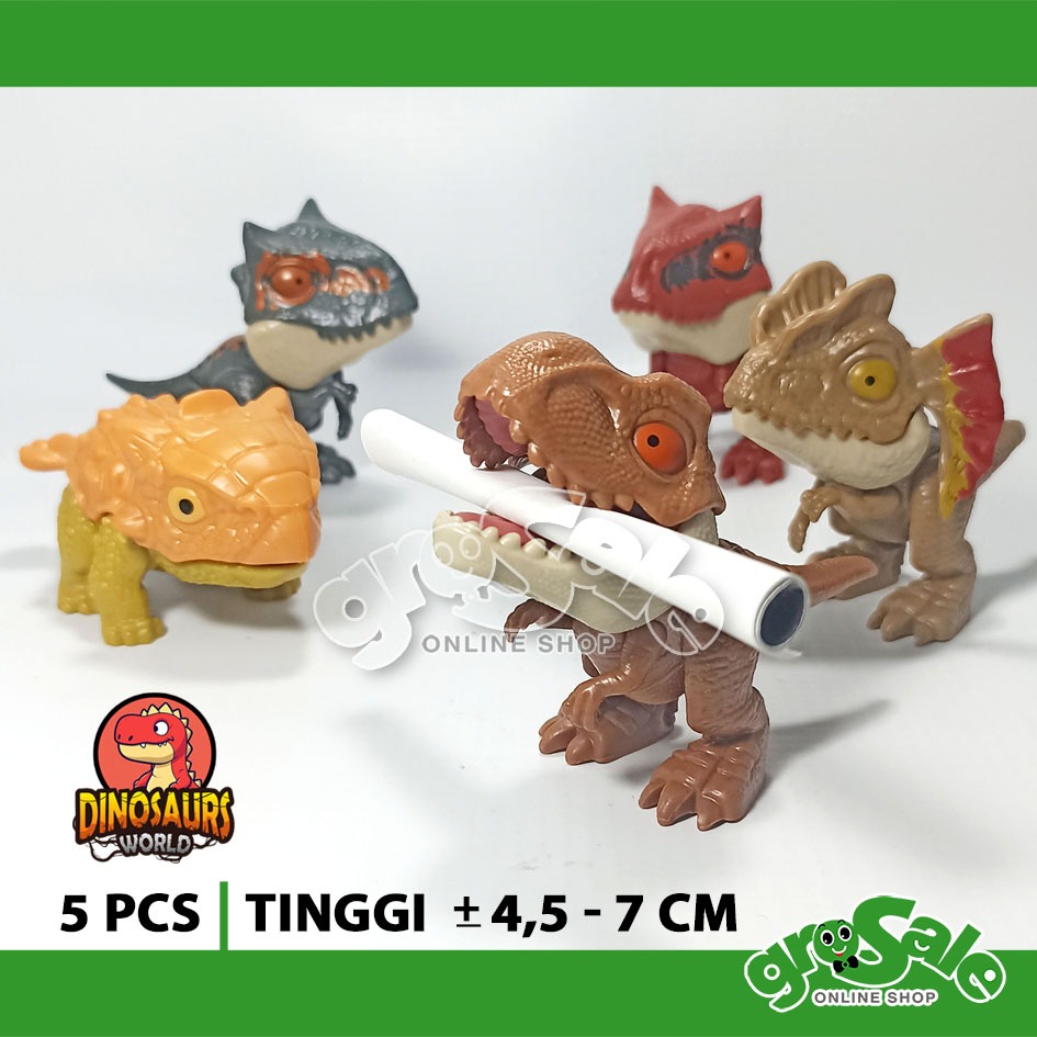 [5 PCS] MAINAN FIGURE DINO JURASIC DINOSAURS SERIES  GIGIT GIGI TEETH CHIBI TYREX DINOSAURUS MINIATU