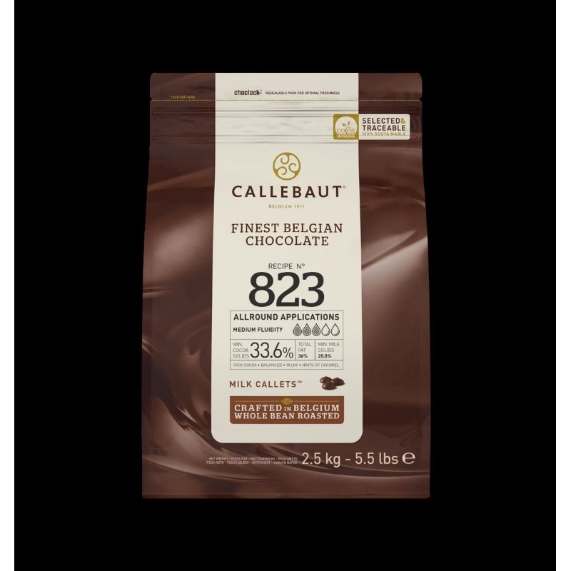 

Callebaut Milk 823 33,6% ,Coklat Coin Rasa Susu 250,500,1Kg