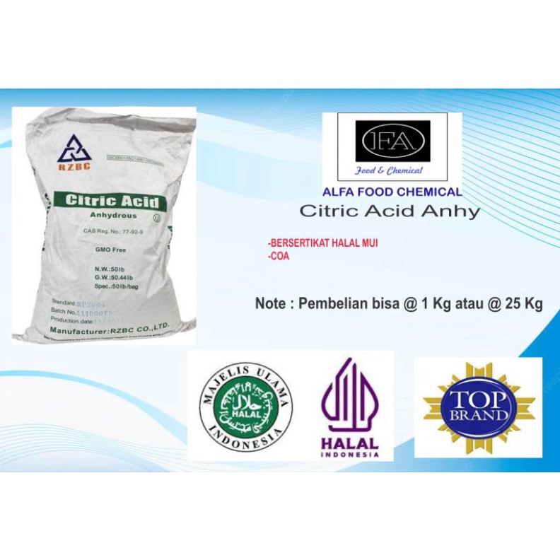 

BRANDS FESTIVAL CITRIC ACID ANHYDROUS EX RZBC ASAM CITRUN gas