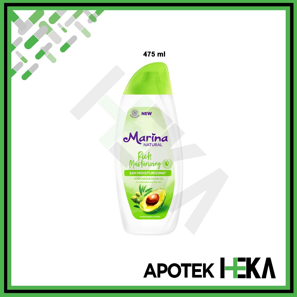Marina Handbody Lotion Natural Rich Moisturizing - Avocado & Olive Oil 475 ml [BOGOR]