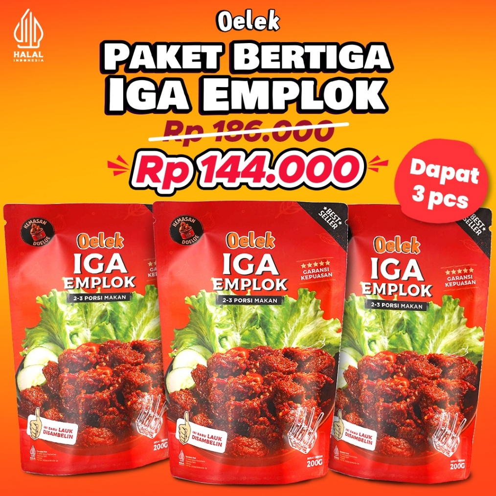 

1212 FLASH SALE Paket Bertiga Iga Emplok Oelek 3 Pack Iga Emplok Iga Mercon Iga Sambal Oseng Iga buruan