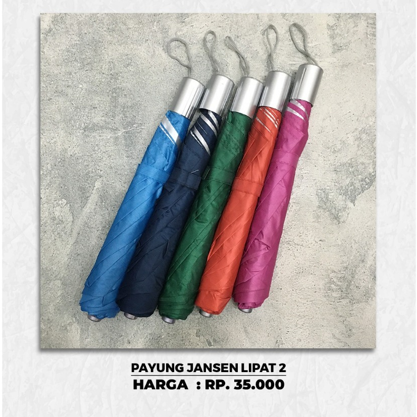 Payung Lipat 2 Jansen Umbrella – Ringan, Murah & Tahan Angin