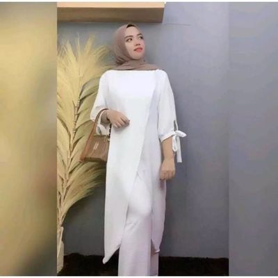 setelan tunik salsabel/setelan tunik cringkle ariflow premium/setelan tunik wanita all size