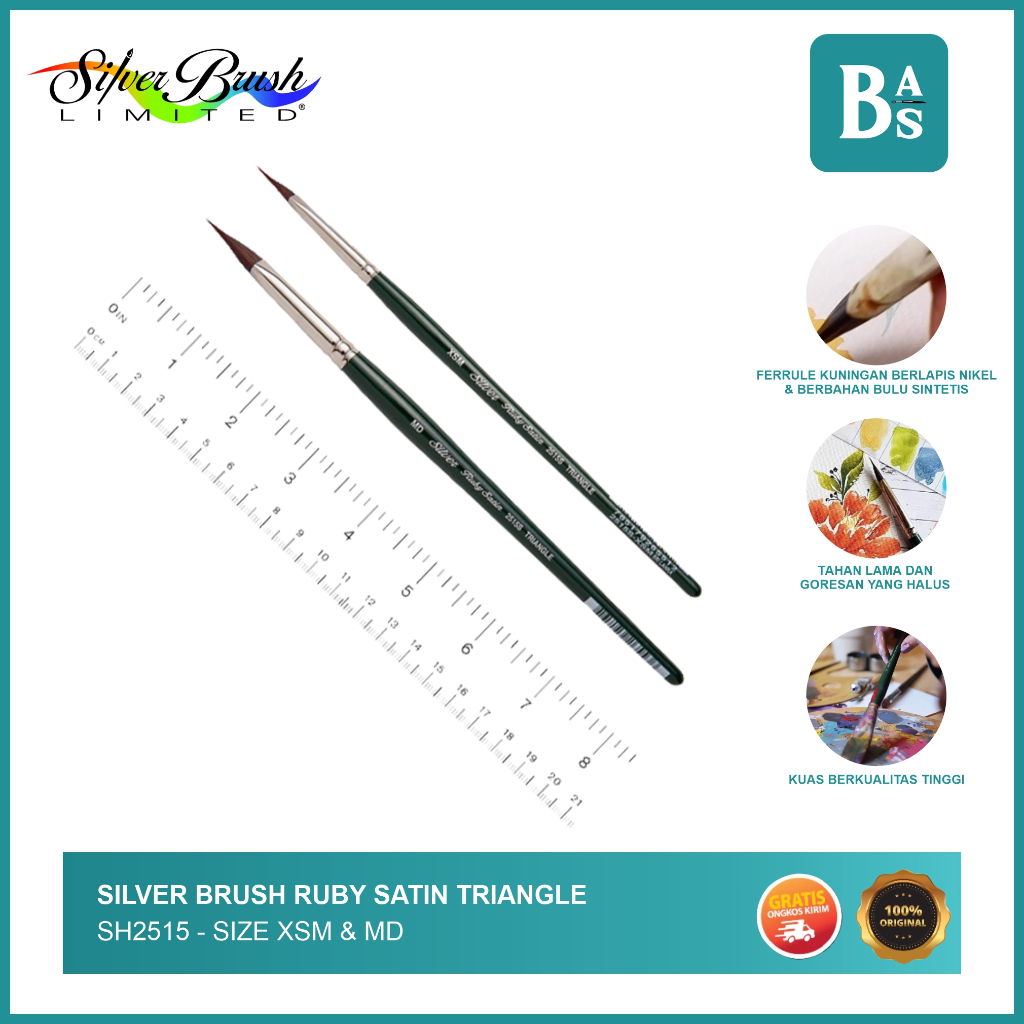 

Kuas Lukis Silver brush Ruby Satin Triangle Sh2515 - Size XSM & MD