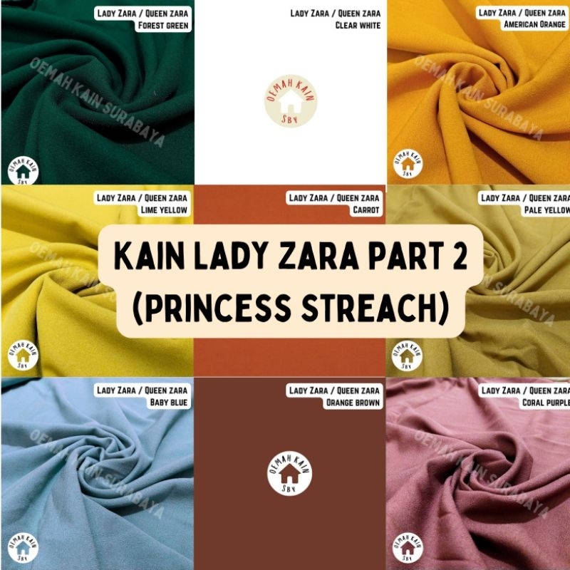 lady zara premium / queen zara 1 meter / kain meteran / kain princess streach import / lady zara pre