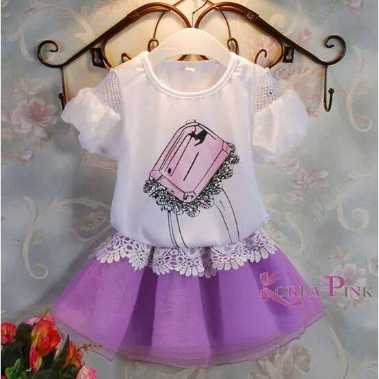 Setelan Rok Ungu Anak Perempuan Import